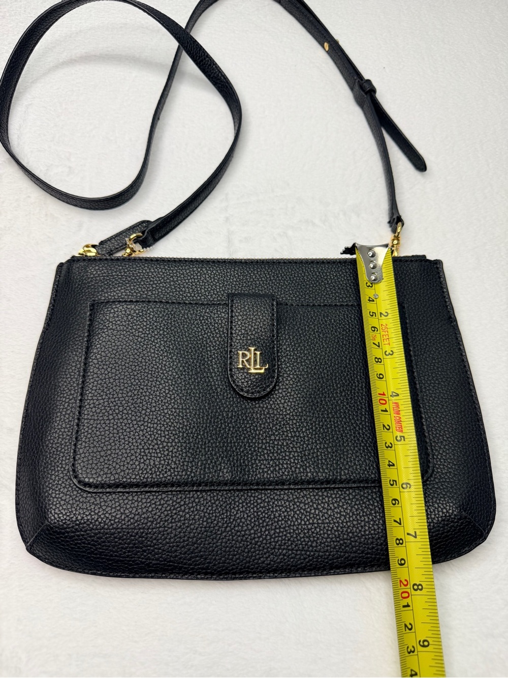 LAUREN Ralph Lauren Pebbled Leather Medium Jamey Crossbody Black One Size - Picture 6 of 6